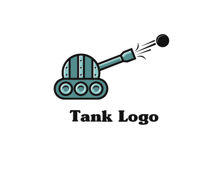 tank shooting a cannon ball logo