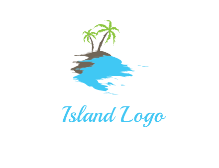 palm trees in island logo