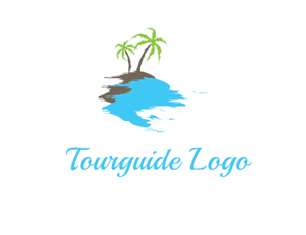 palm trees in island logo