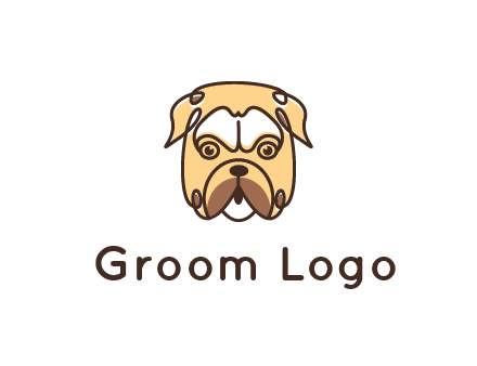 dog grooming logo featuring a bulldog