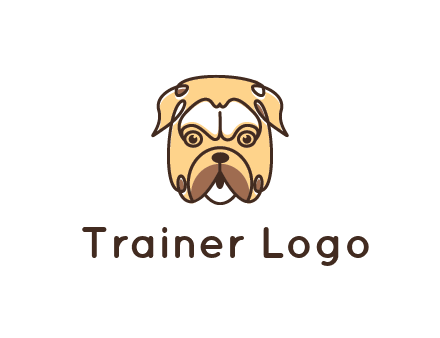 dog grooming logo featuring a bulldog