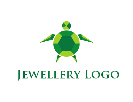 gems and jewels placed in the shape of a turtle