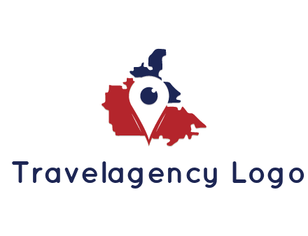 travel or hospitality logo with a geotag over a map