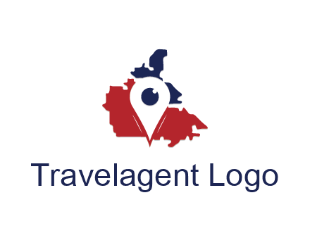 travel or hospitality logo with a geotag over a map