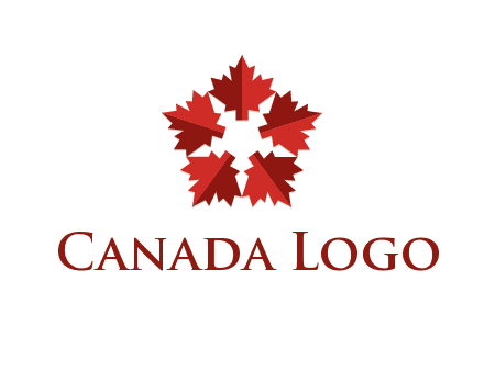 autumn decoration logo made with maple leaves