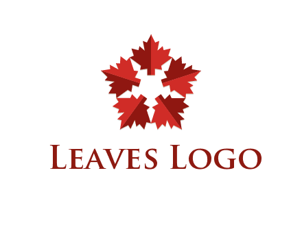 autumn decoration logo made with maple leaves