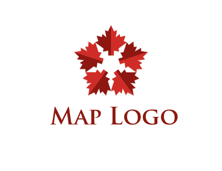 autumn decoration logo made with maple leaves