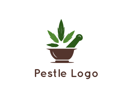 pestle and mortar with herbs logo