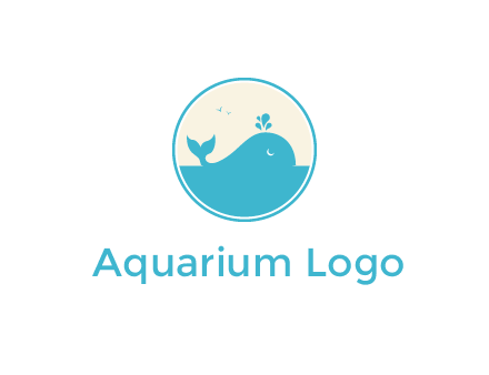 aquarium logo with a whale swimming in the ocean