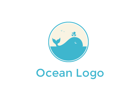 aquarium logo with a whale swimming in the ocean