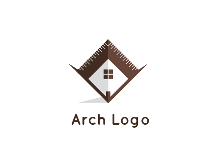 builder logo with a house inside architecture tools or ruler