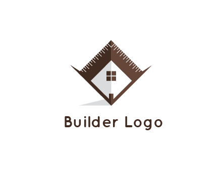 builder logo with a house inside architecture tools or ruler