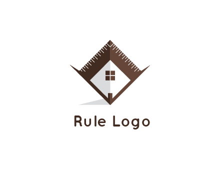 builder logo with a house inside architecture tools or ruler