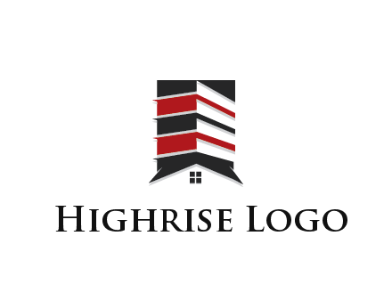 highrise building over house logo