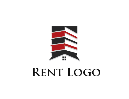 highrise building over house logo