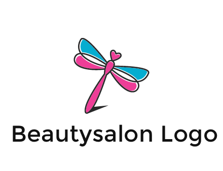 dragonfly with hearts beauty logo