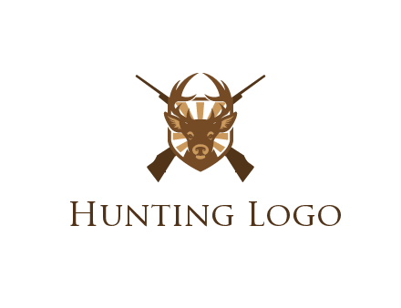 crossed hunting guns behind deer head symbol