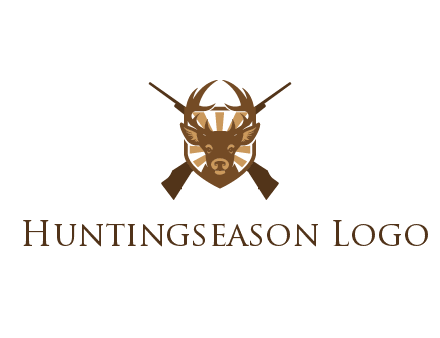 crossed hunting guns behind deer head symbol