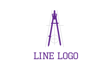 drawing compass with geometric lines logo