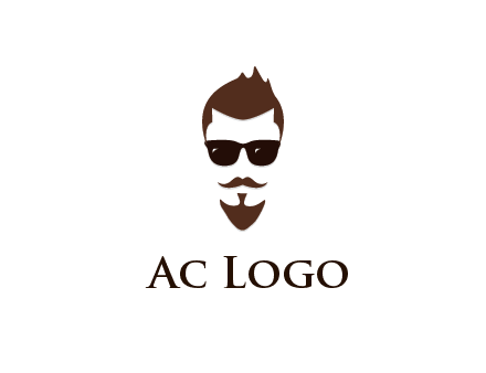 man with well-groomed hair, beard and mustache for grooming services or barber shop logo