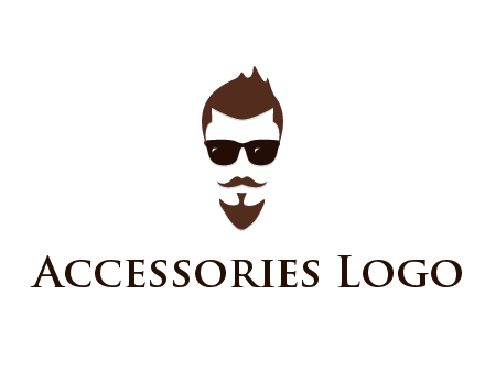 man with well-groomed hair, beard and mustache for grooming services or barber shop logo