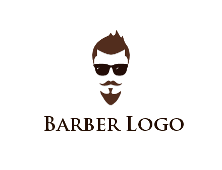 man with well-groomed hair, beard and mustache for grooming services or barber shop logo