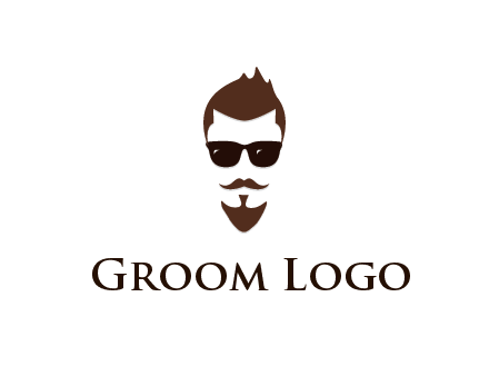 man with well-groomed hair, beard and mustache for grooming services or barber shop logo