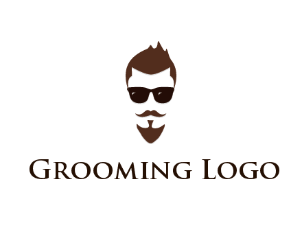 man with well-groomed hair, beard and mustache for grooming services or barber shop logo