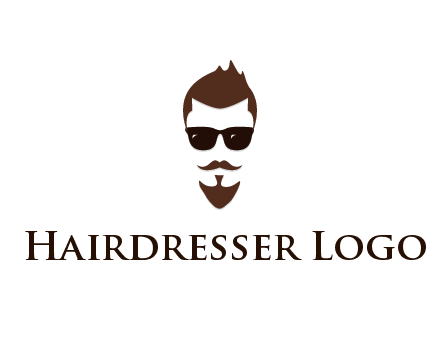 man with well-groomed hair, beard and mustache for grooming services or barber shop logo