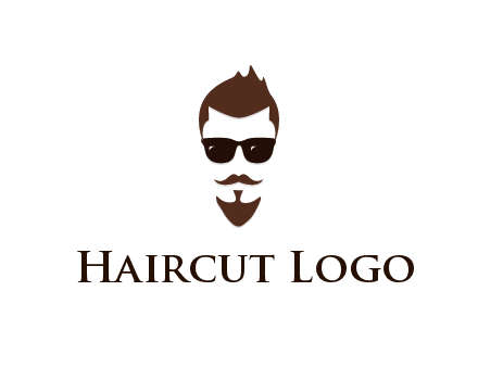 man with well-groomed hair, beard and mustache for grooming services or barber shop logo