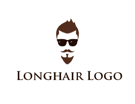 man with well-groomed hair, beard and mustache for grooming services or barber shop logo