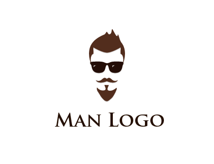 man with well-groomed hair, beard and mustache for grooming services or barber shop logo