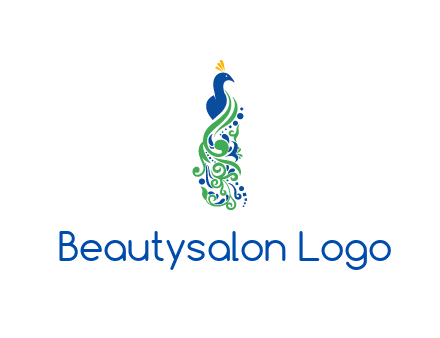 peacock illustration for beauty logo