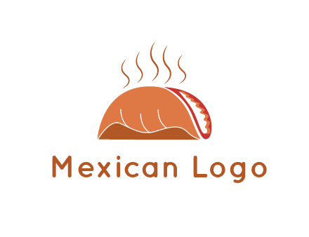 steam rising from taco for Mexican food logo