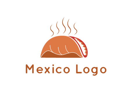 steam rising from taco for Mexican food logo