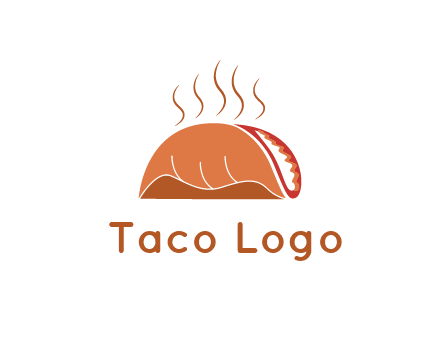 steam rising from taco for Mexican food logo