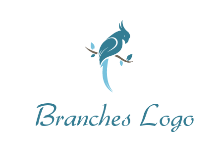 fancy parrot sitting on branch pet logo icon