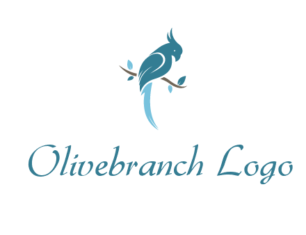 fancy parrot sitting on branch pet logo icon