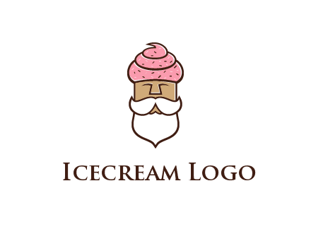 old bearded man with an ice cream turban