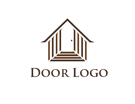 house construction logo with mandela effect on the stairs leading to a door