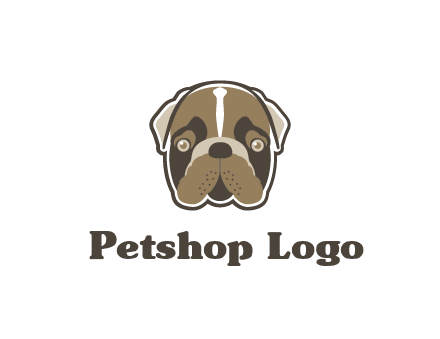 pet shop or veterinary clinic logo with the face of a bulldog