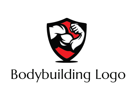 bicep of a bodybuilder in a fitness logo