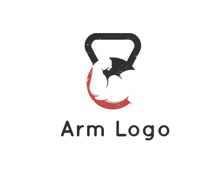 kettlebell gym shaped logo with bodybuilder arm