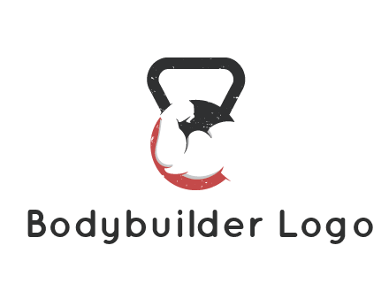 kettlebell gym shaped logo with bodybuilder arm