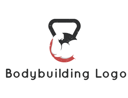 kettlebell gym shaped logo with bodybuilder arm