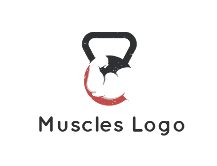 kettlebell gym shaped logo with bodybuilder arm