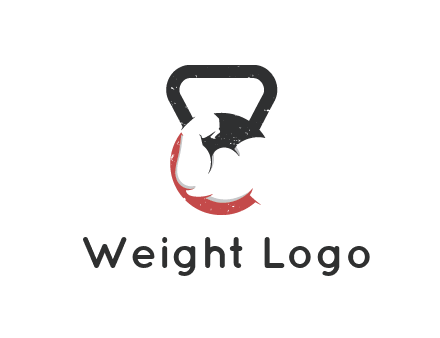 kettlebell gym shaped logo with bodybuilder arm