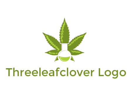 medical logo displaying laboratory flask with marijuana leaf