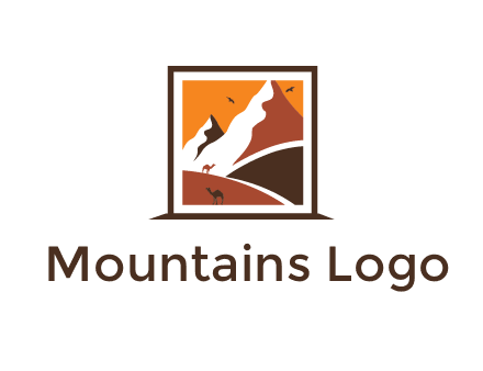 logo resembles a framed painting of the desert and mountains