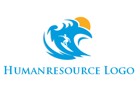 sun, surfing and the waves logo